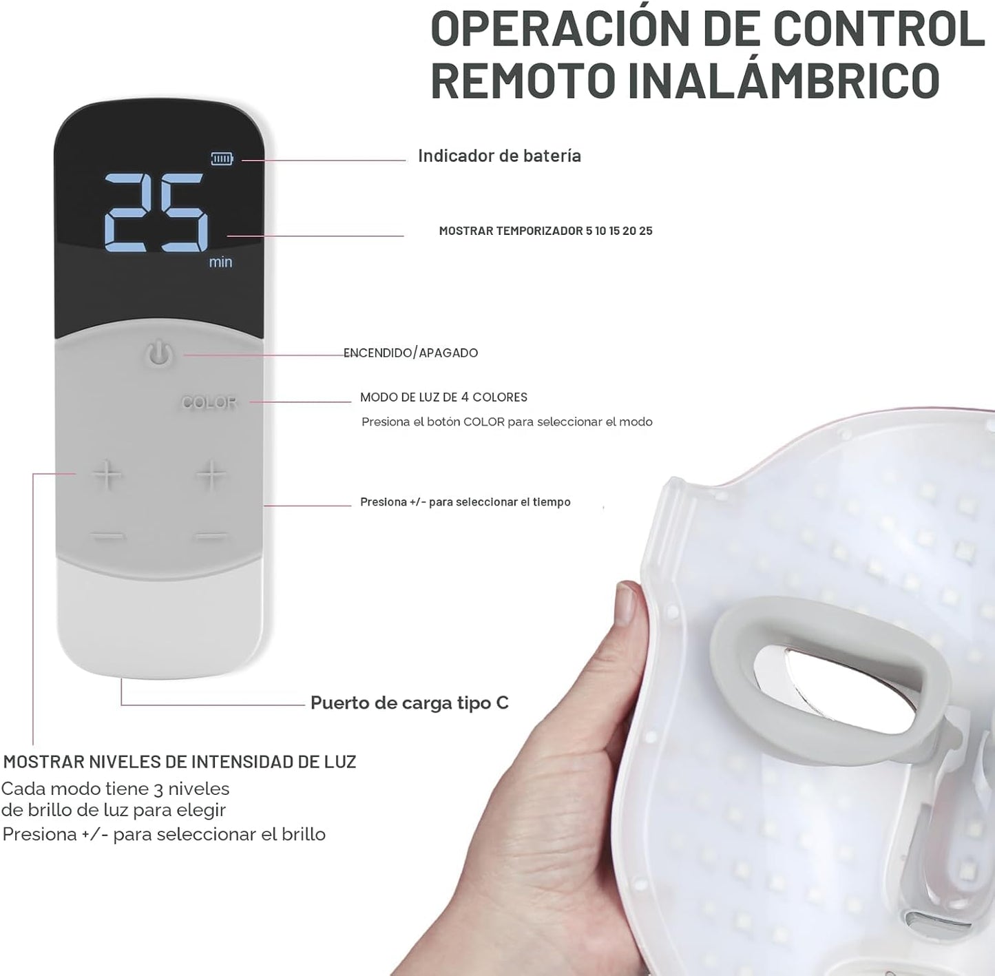 FSA Máscara de terapia de luz roja para la cara: eliminación de acn...