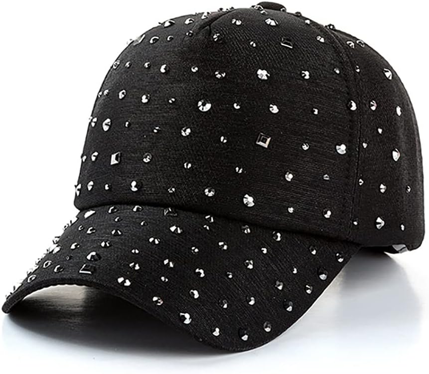 Gudessly Gorra de béisbol ajustable transpirable con diamantes de i...