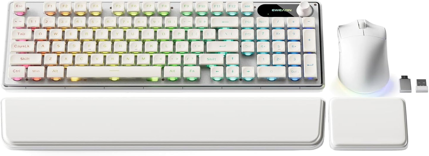 EWEADN V98 Combo de teclado y mouse inalámbrico con reposamuñecas d...