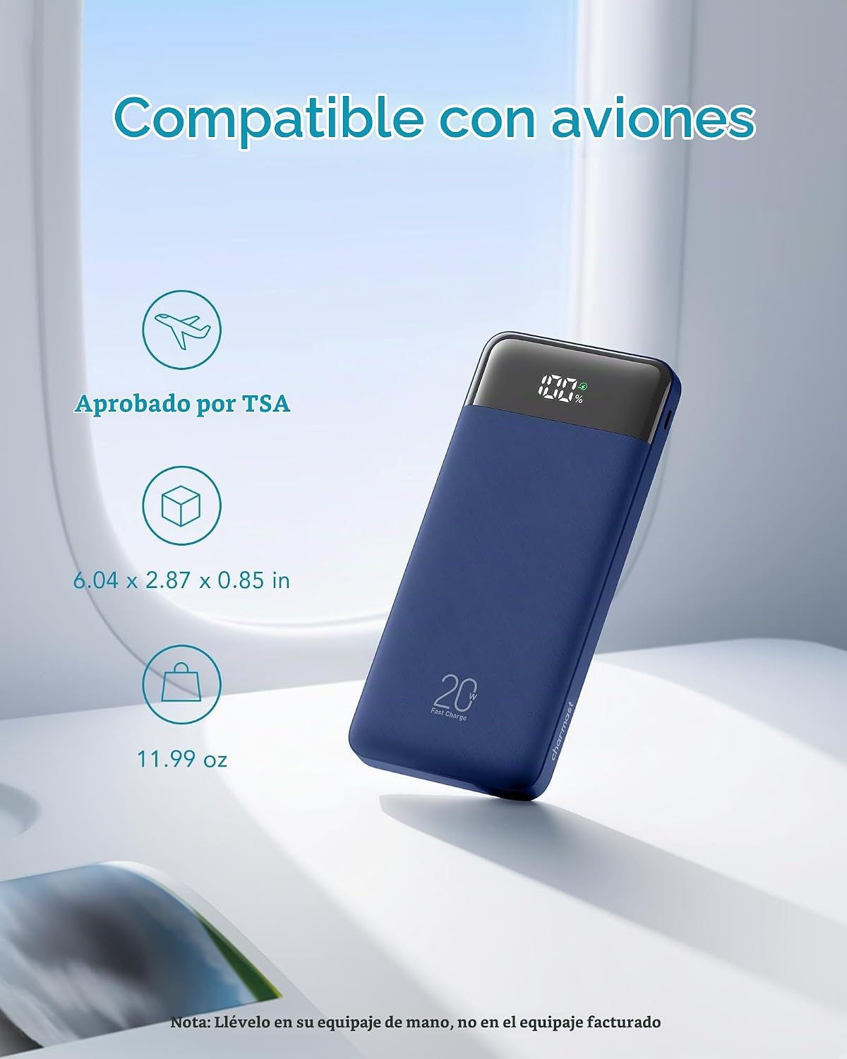 Charmast Cargador portátil de 20000mAh con cables incorporados, ban...