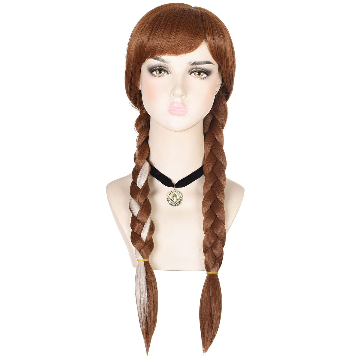morvally Peluca Larga Trenzada Marrón de Cosplay para Mujeres con C...