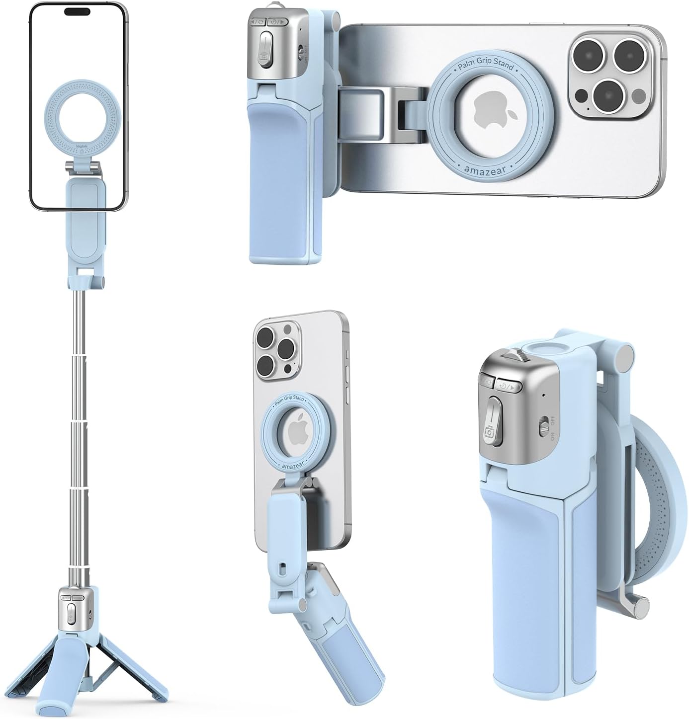 AMAZEAR Agarre para cámara de teléfono con trípode para selfie, acc...