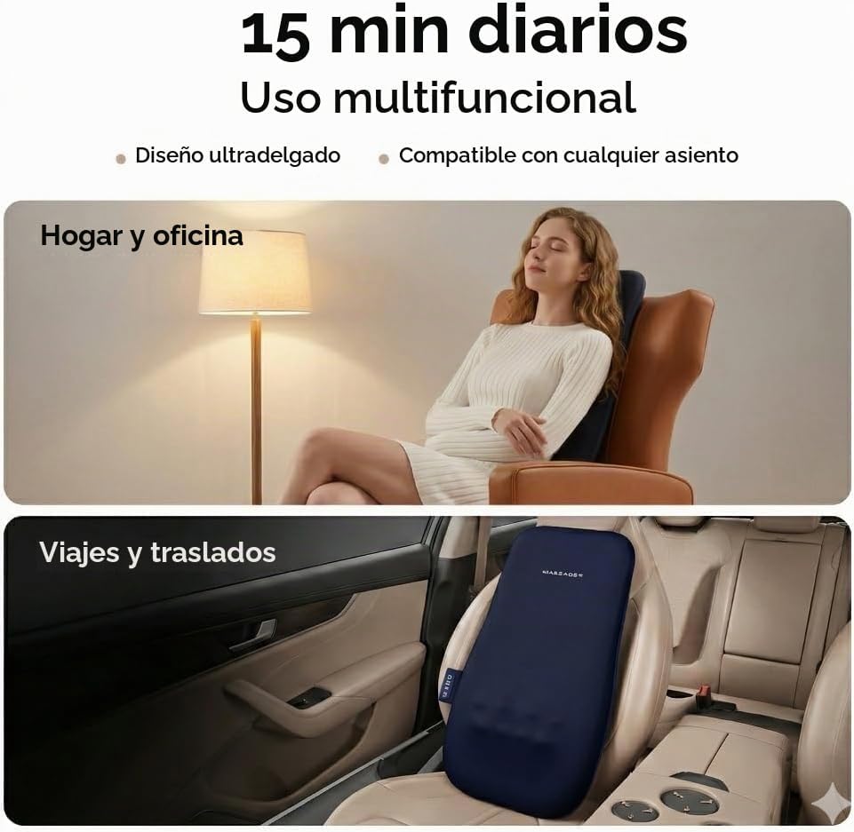 Athloot Masajeador de espalda y cuello con calor para aliviar el do...