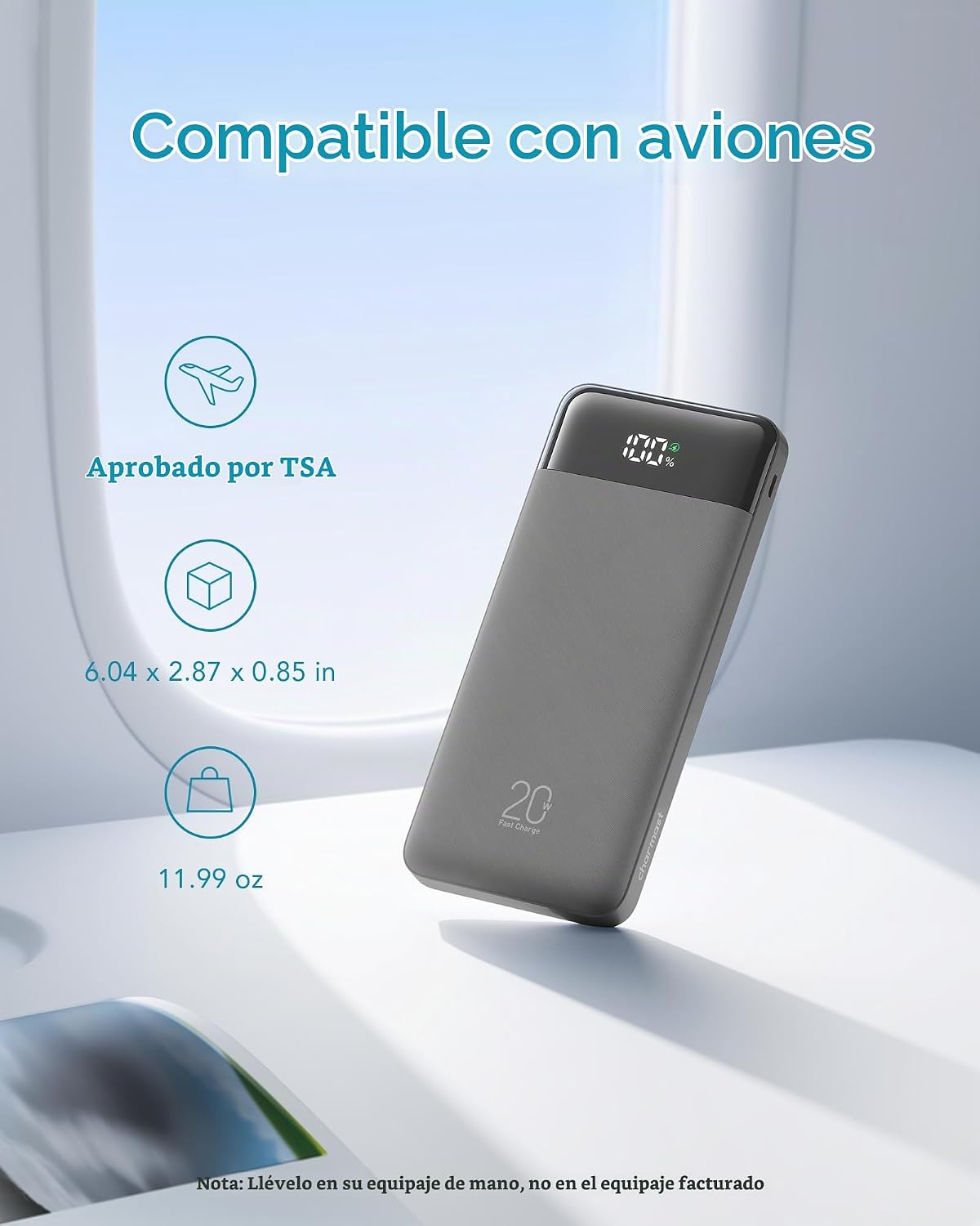 Charmast - Cargador portátil de 20000 mAh con cables incorporados,...