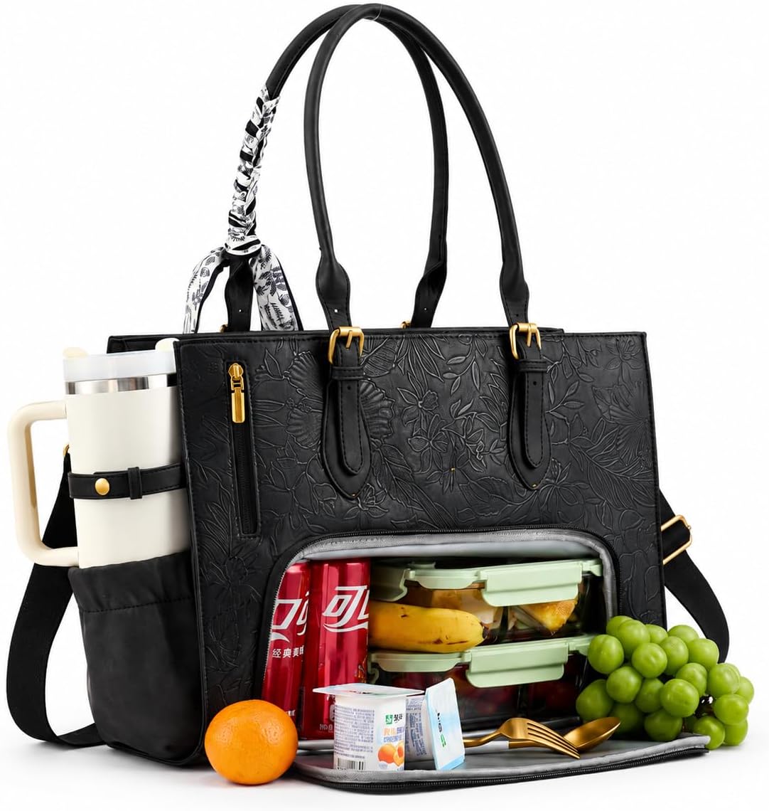 LOVEVOOK Bolsa de almuerzo para mujer, bolsa para laptop de 15.6 pu...