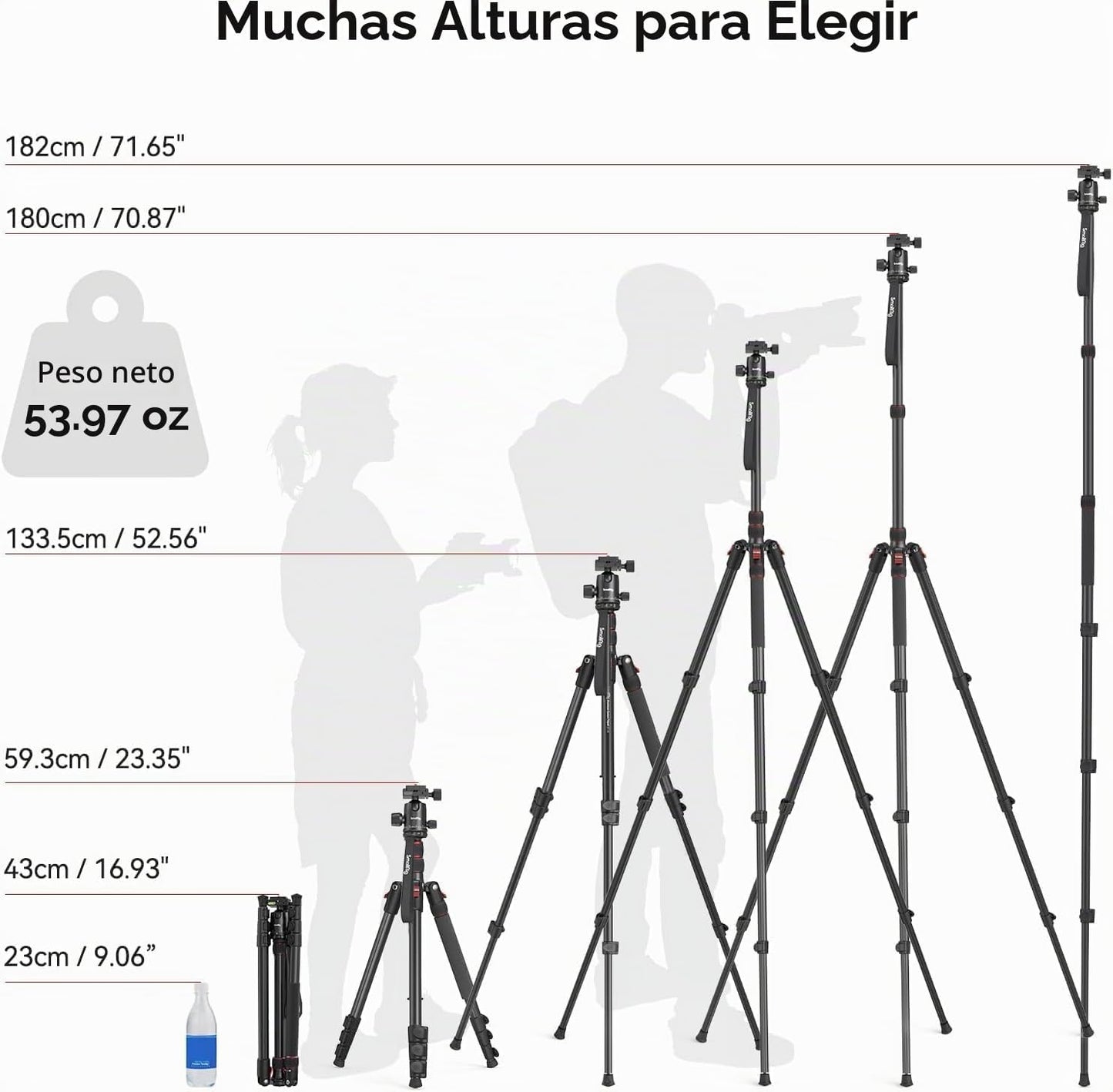 SmallRig Trípode para cámara, trípode\/monopie plegable de aluminio...