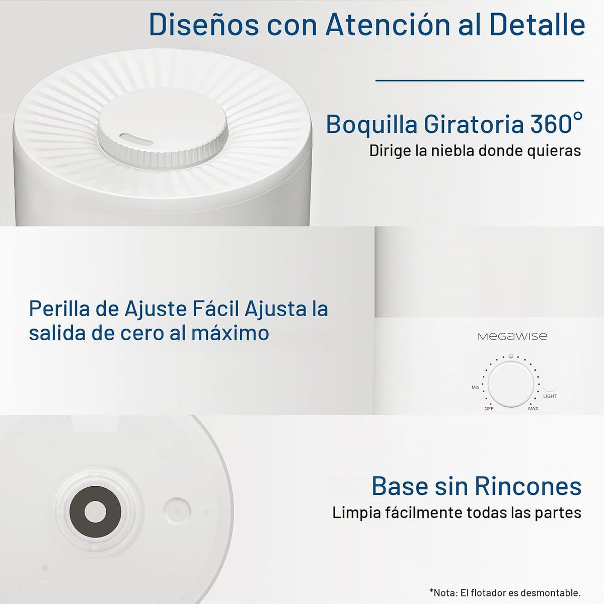 MEGAWISE Humidificador de niebla fría, humidificador ultrasónico co...