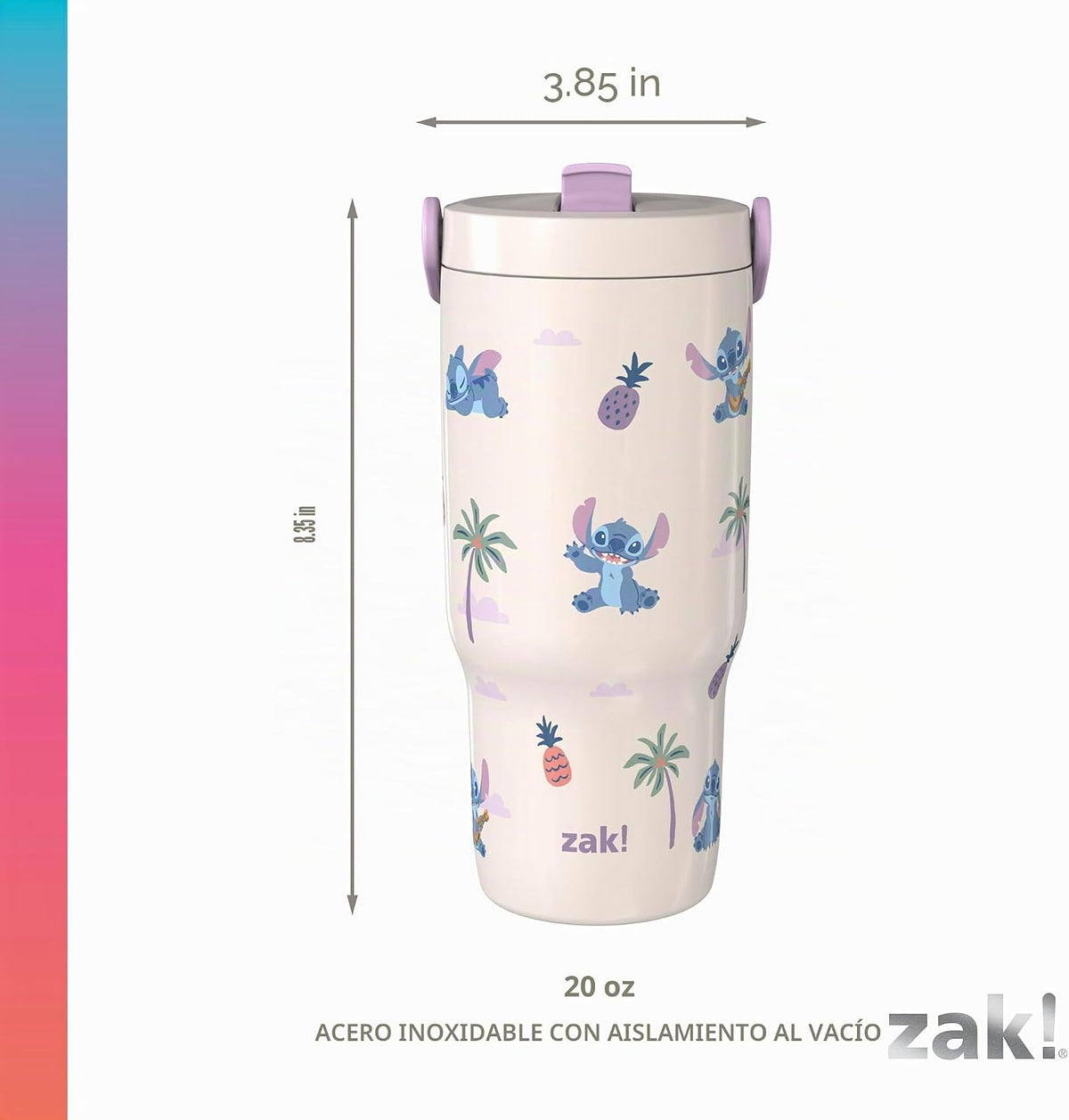 Zak Designs Disney Siply Sutton - Vaso para la escuela o viajes, bo...
