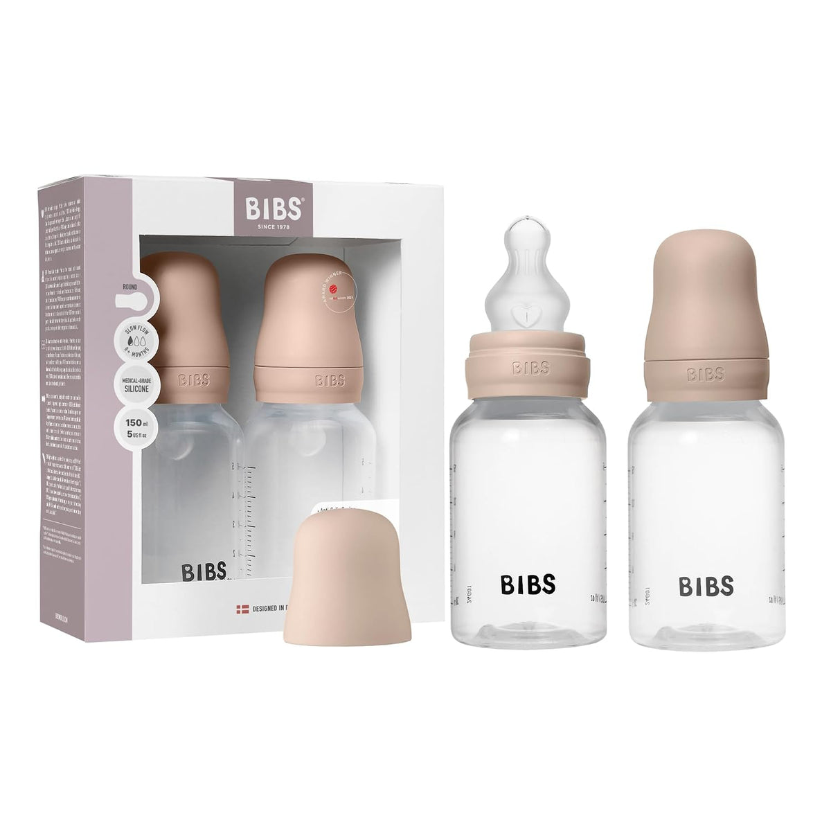 BIBS Biberón de plástico, 5.1 onzas, paquete de 2, pezón de silicon...