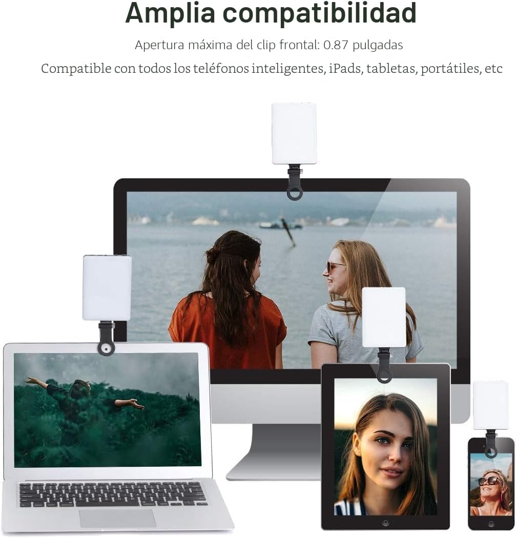 Newmowa Luz de videoconferencia de relleno de clip recargable de al...