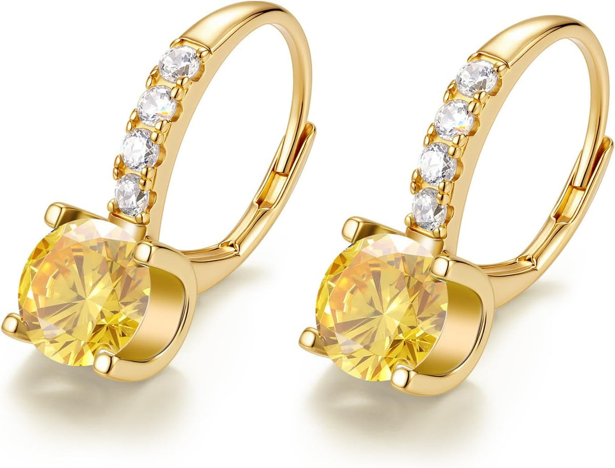 FANCIME Pendientes colgantes de plata de ley chapada en oro de 14 q...