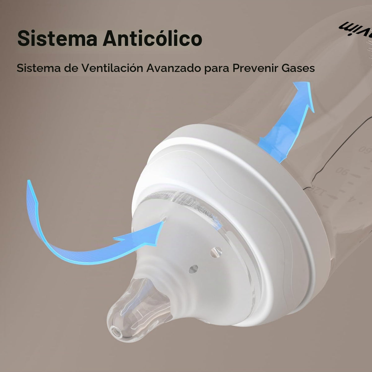 Numvim Biberones de vidrio natural de flujo suave y extra lento, bi...