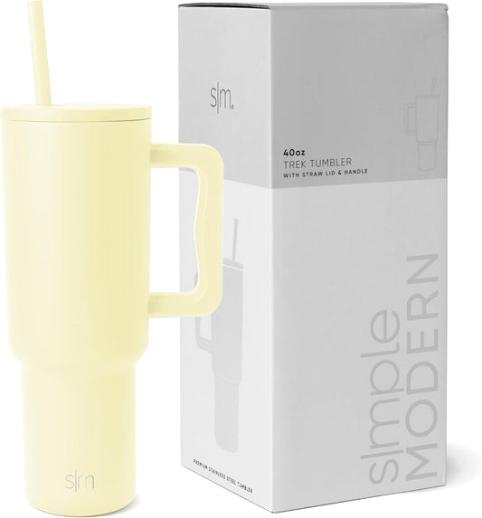 Simple Modern Tumbler with Handle and Straw | 40oz | Striped | Trek...