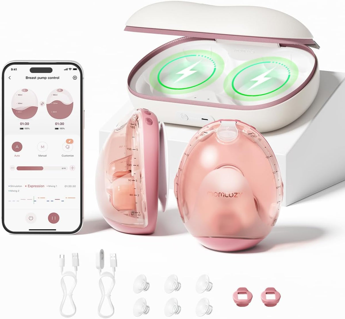 Momcozy Air 1 - Extractor de leche portátil, ultra delgado con estu...