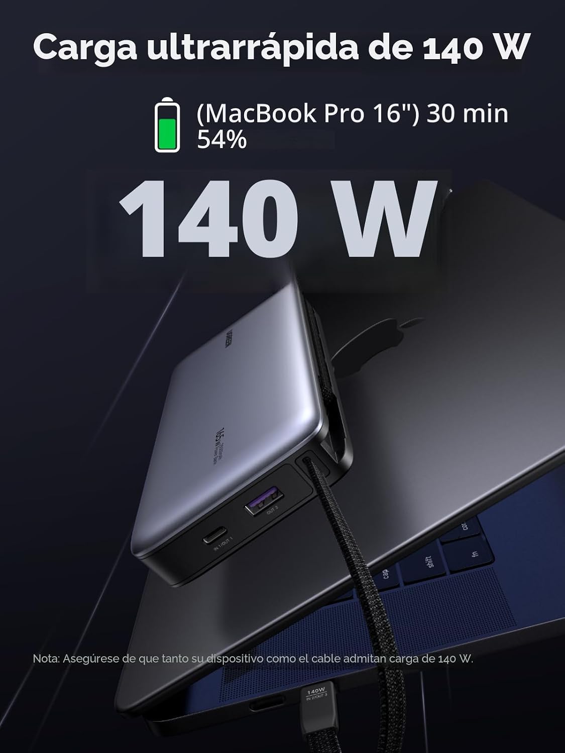 UGREEN Nexode 25000mAh 165W - Banco de energía USB-C incorporado pa...