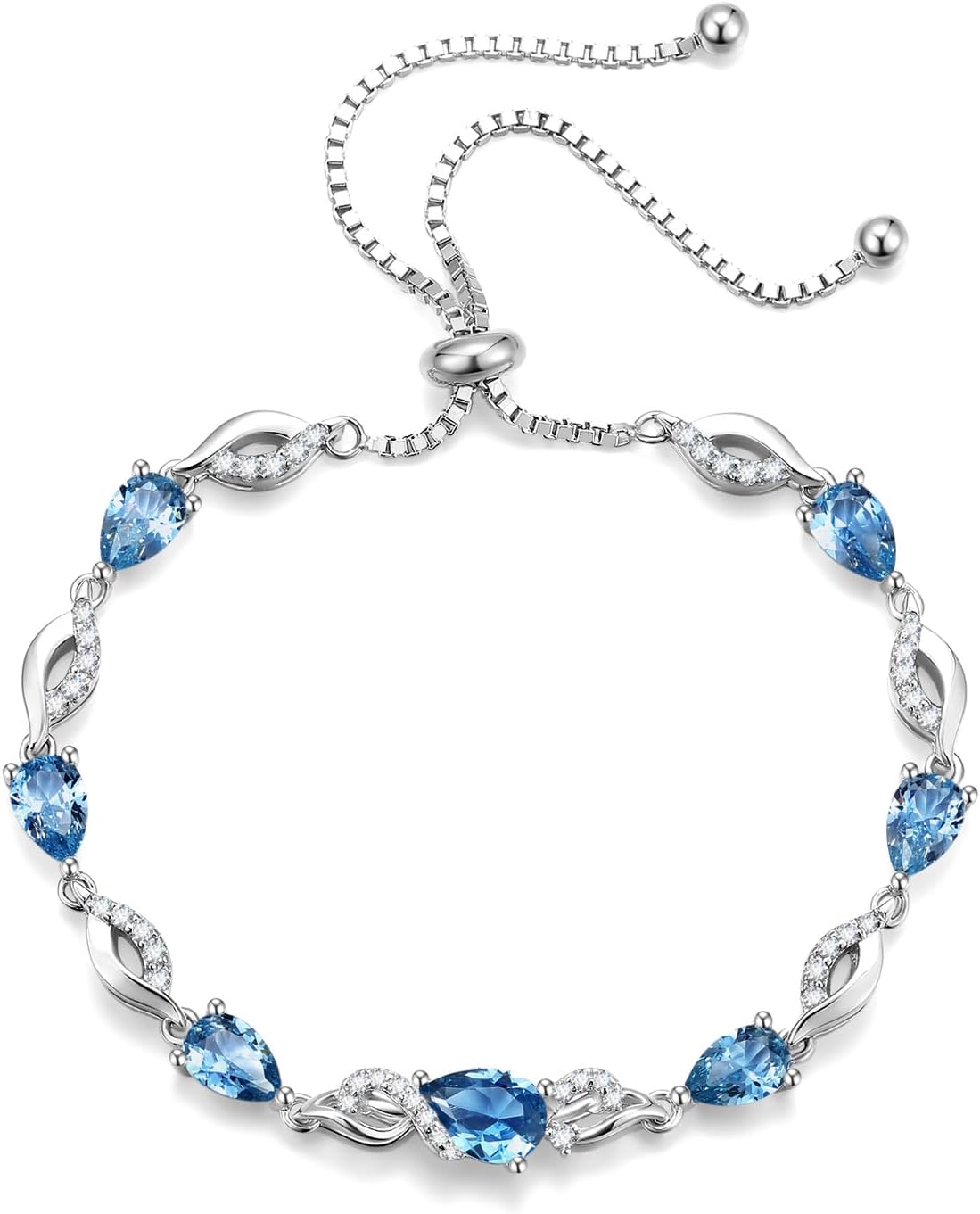FANCIME Pulsera de piedra natal para mujer Pulsera de tenis ajustab...