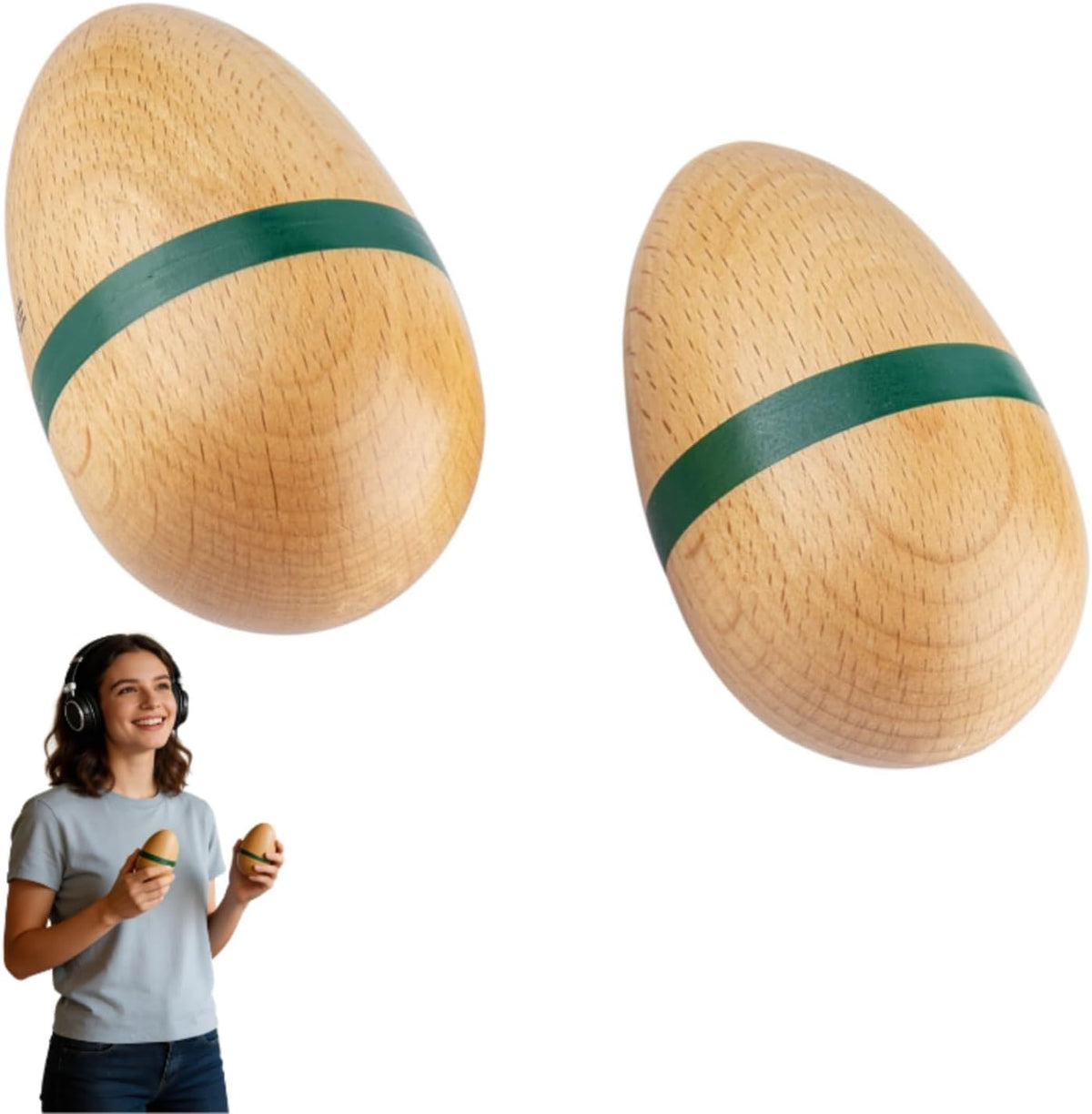 Huevos de madera Instrumentos musicales: agitador de percusión de m...