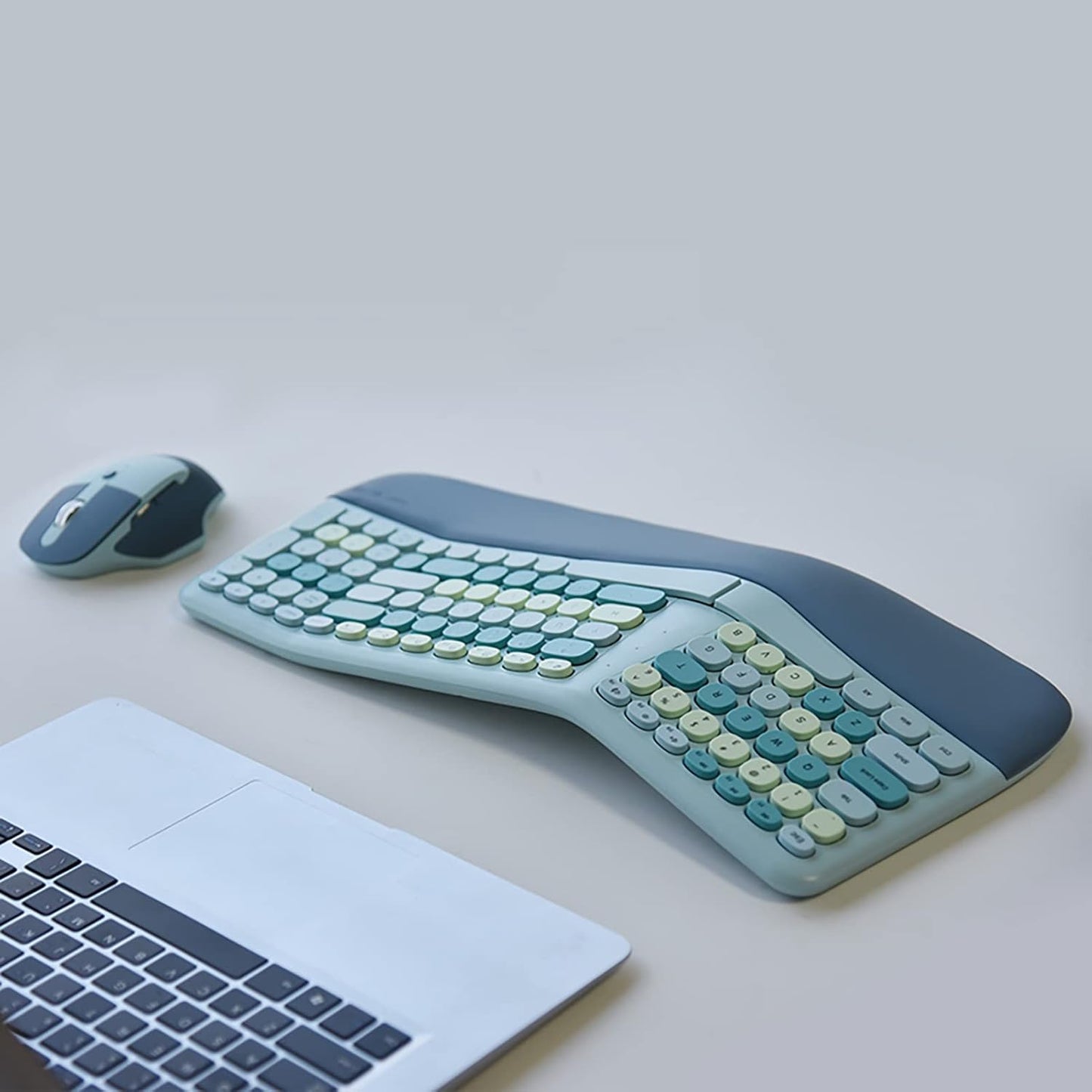 Combo de teclado ergonómico inalámbrico y mouse con reposamuñecas d...