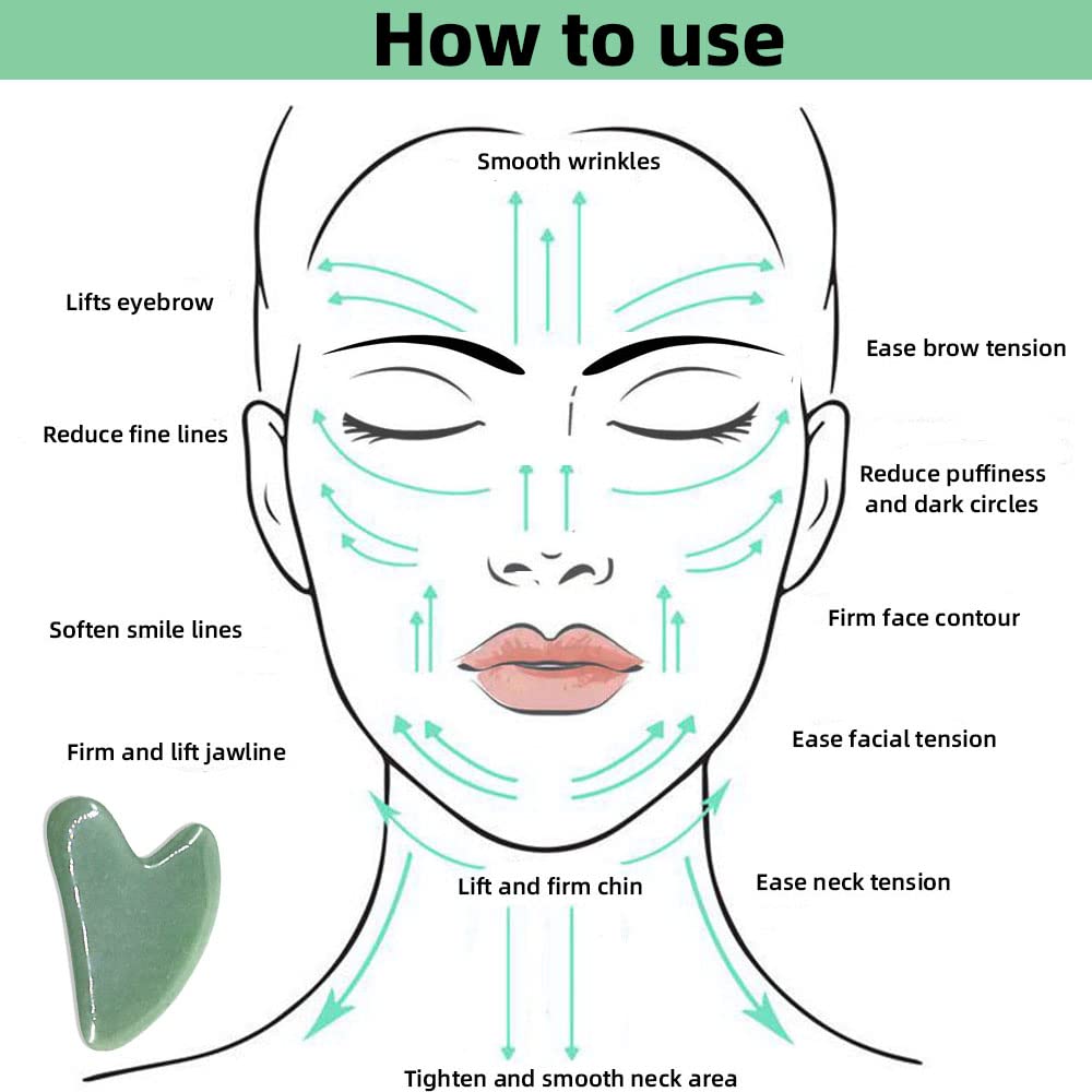 TOP SEWING Gua Sha - Herramientas faciales para masaje de mandíbula...