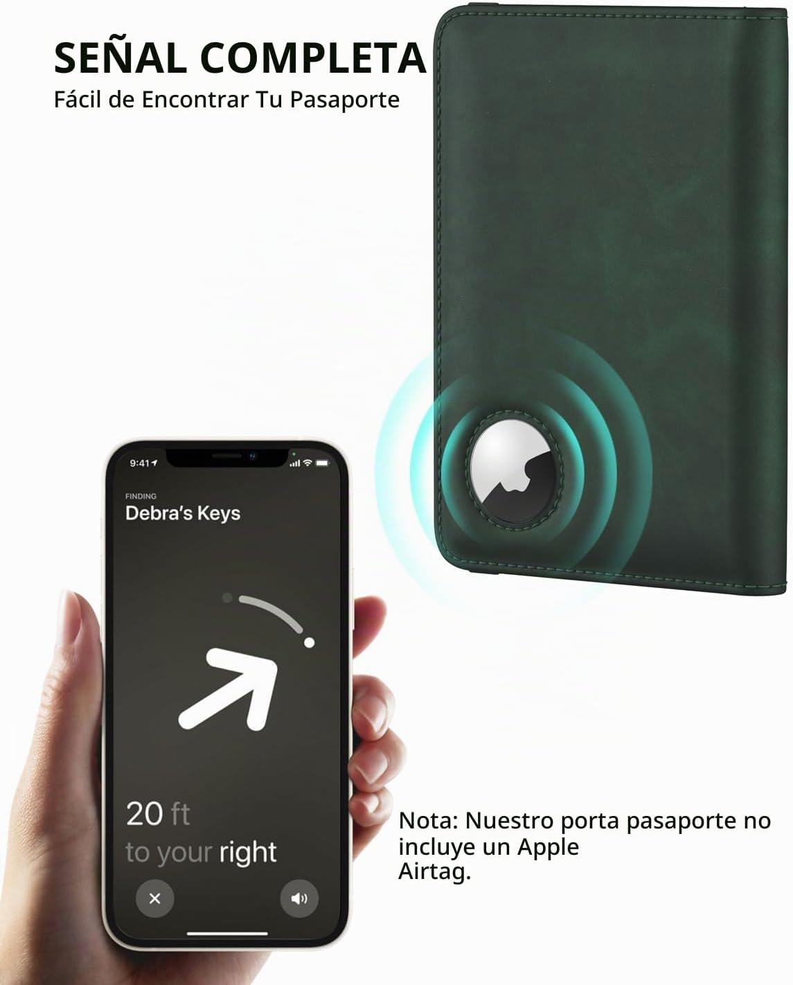 Stouchi Soporte para pasaporte AirTag - Cartera de viaje delgada RF...
