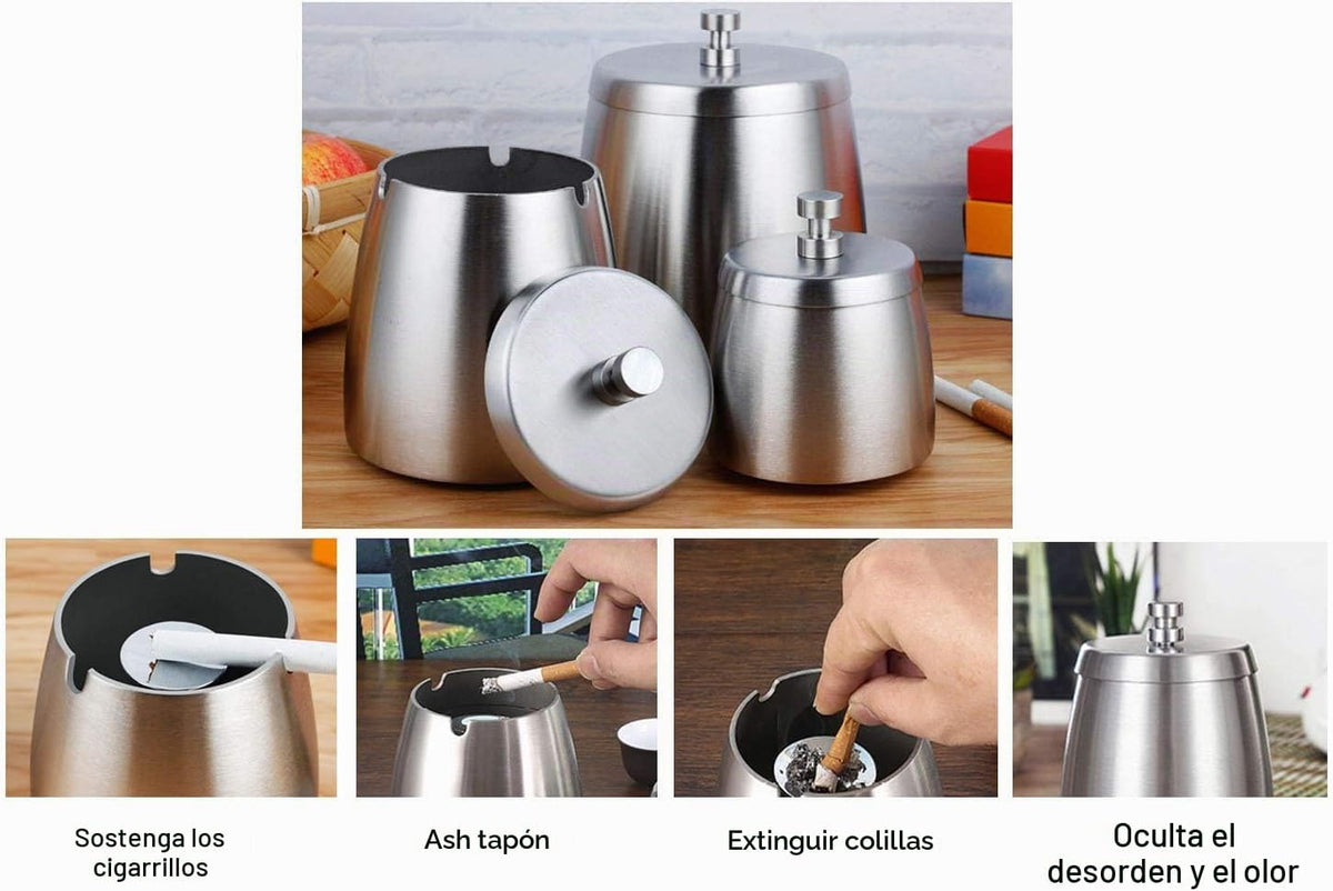OILP Cenicero extragrande para exteriores con tapa para cigarrillos...