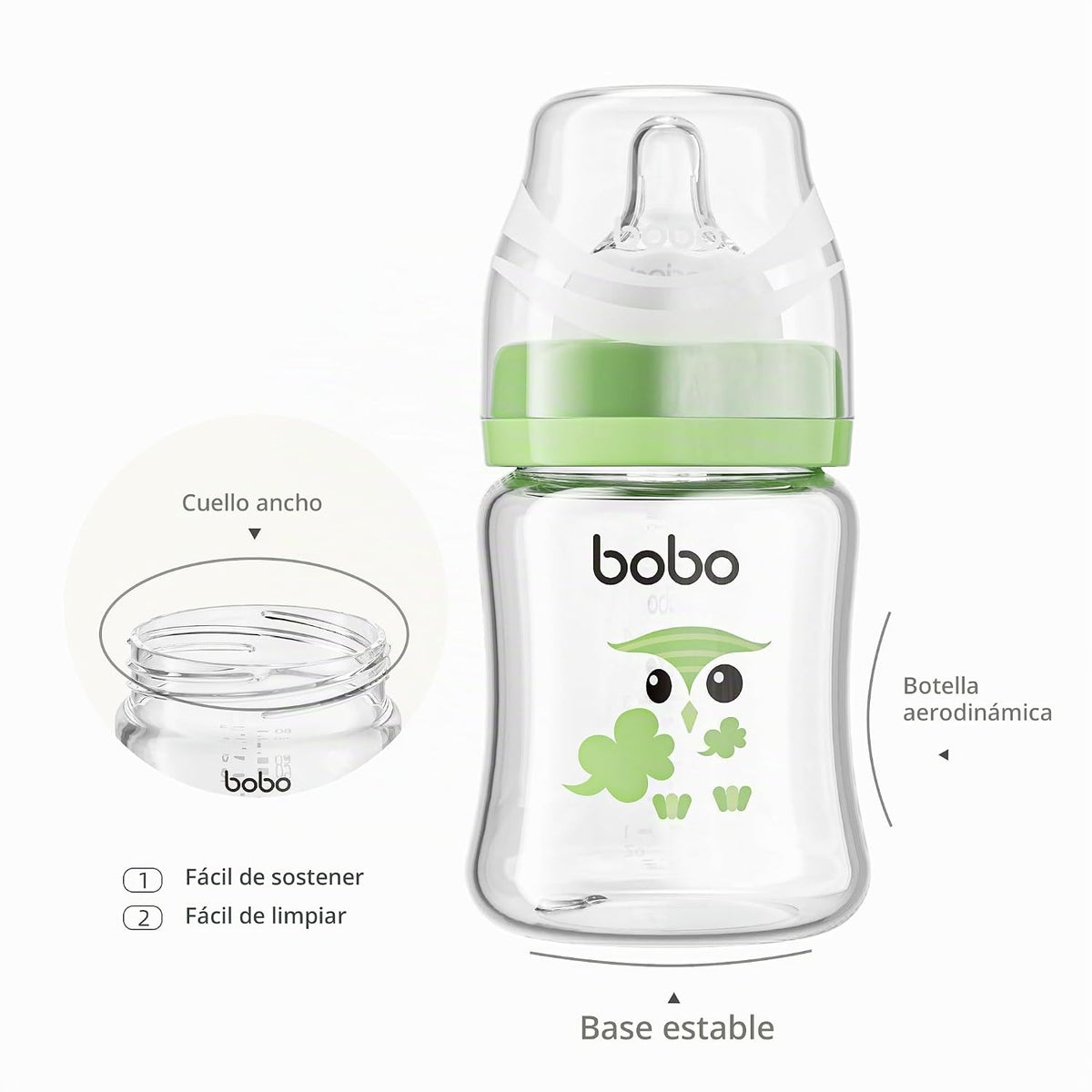 YOHKOH Biberones de Vidrio para Bebé con Tetina de Flujo Lento, Bib...