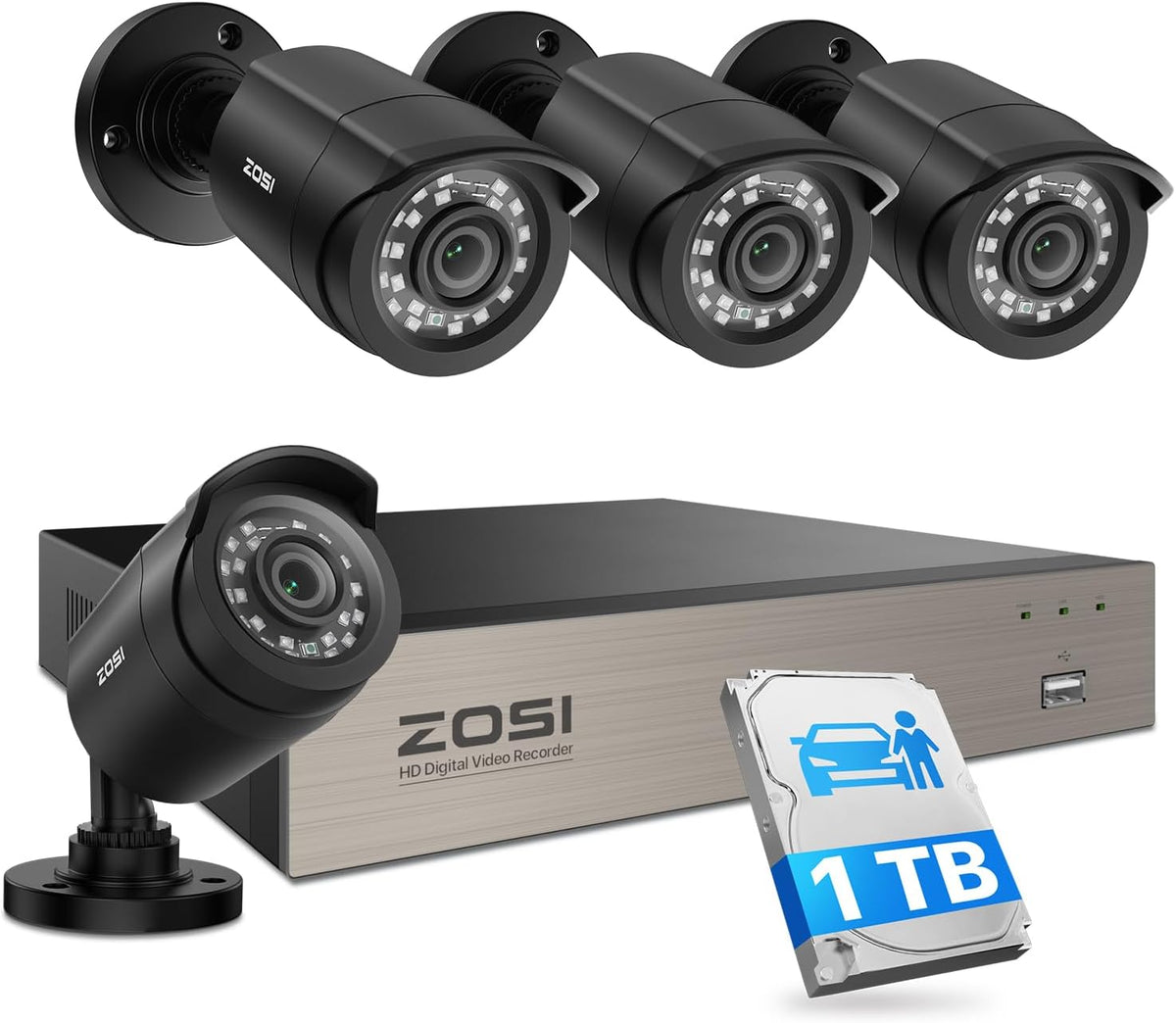 ZOSI 8CH Sistema de Seguridad HD-TVI Cámaras de 1080N Grabador de V...