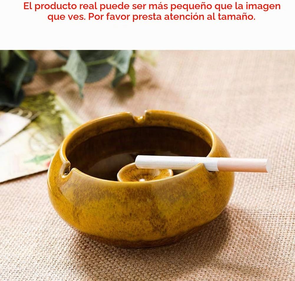Lependor Cenicero de cerámica con tapas, a prueba de viento, para u...