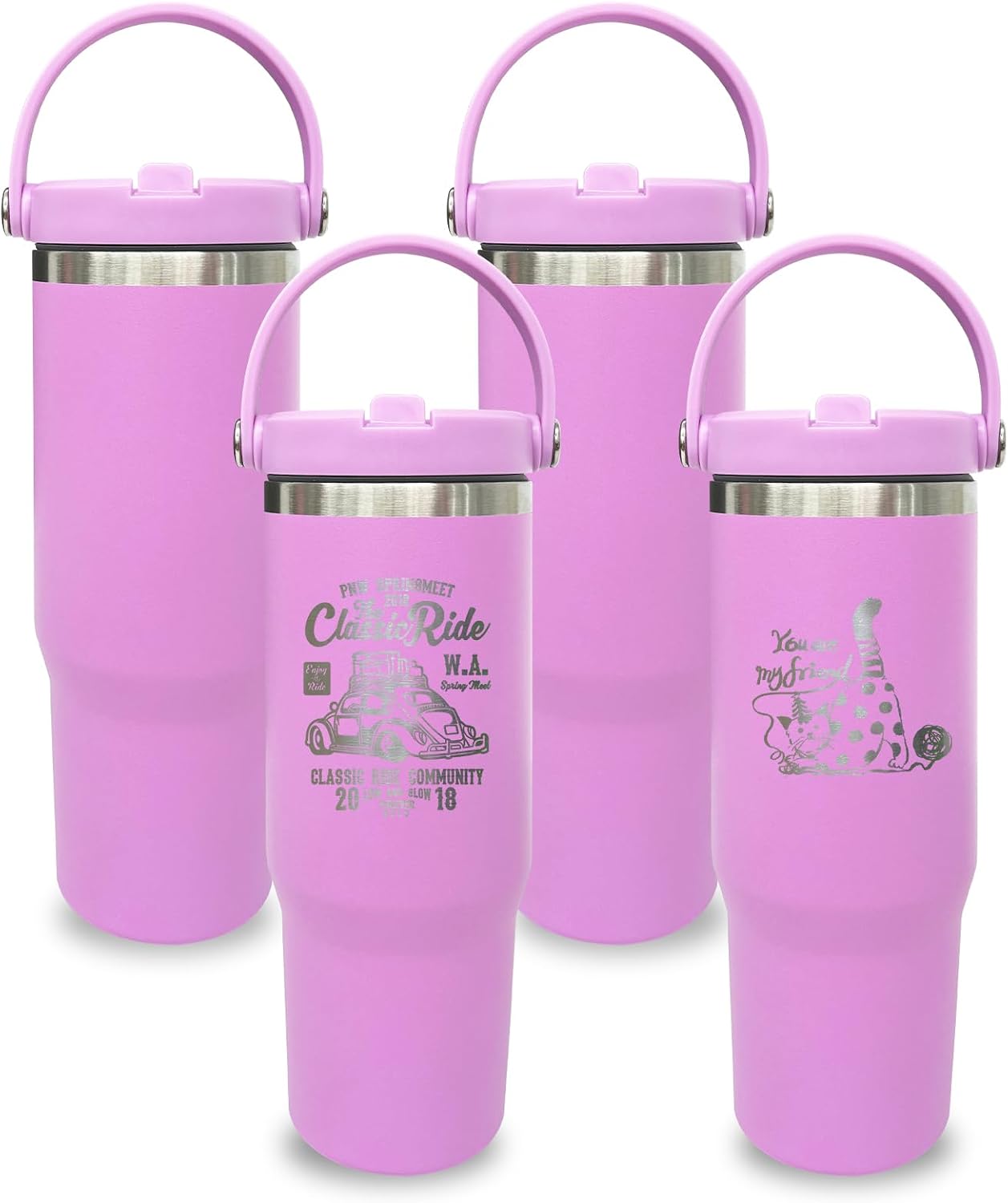Vaso de 30 onzas con asa, vasos aislados al vacío de doble pared co...