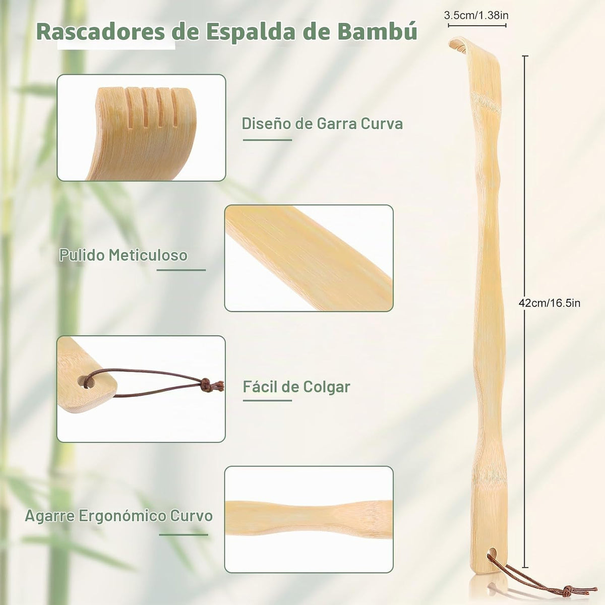 NICEMOVIC Paquete de 4 rascadores de espalda de bambú de madera par...