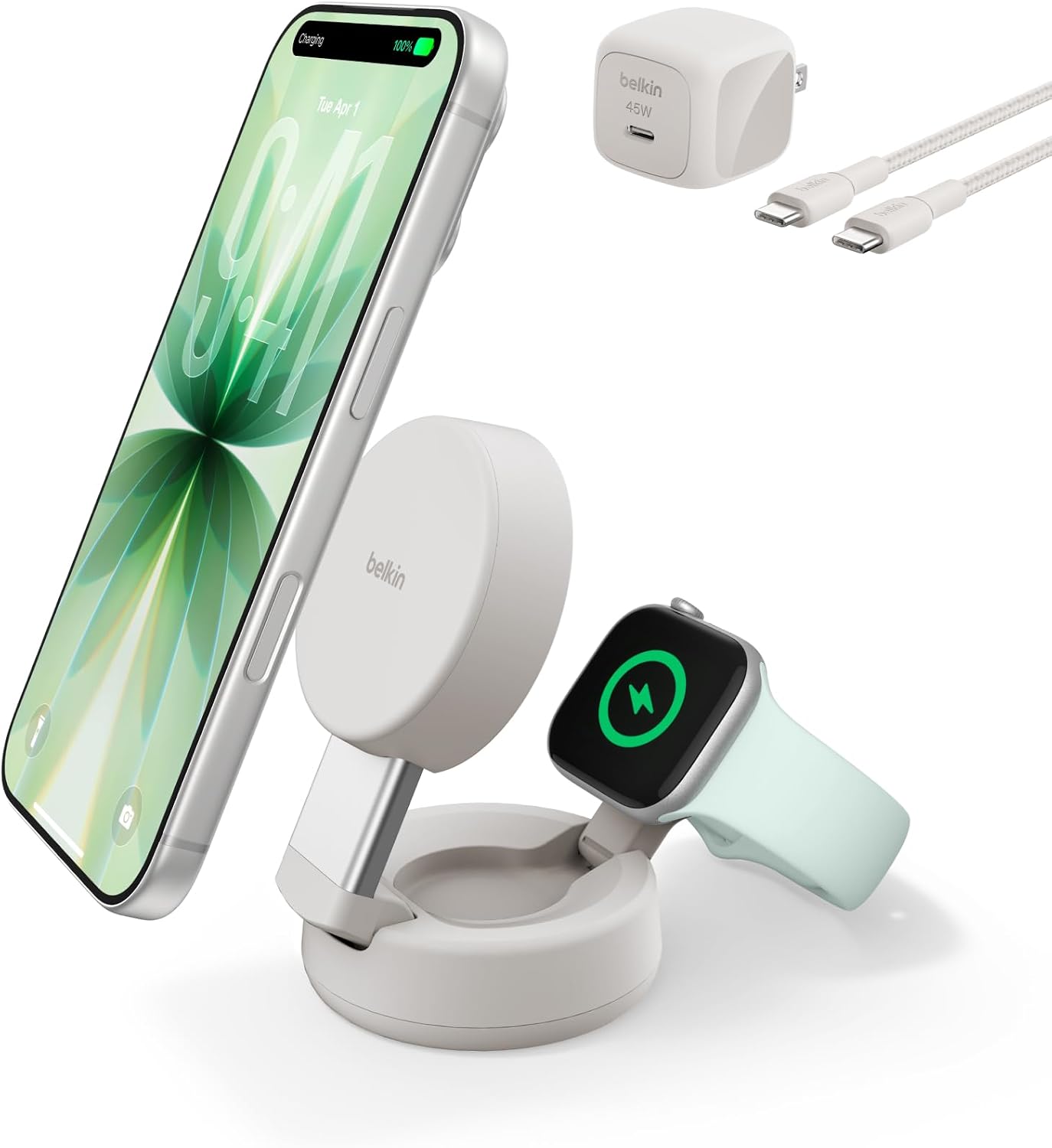 Belkin Qi2.2 25W Cargador inalámbrico 2 en 1 para iPhone, carga ráp...