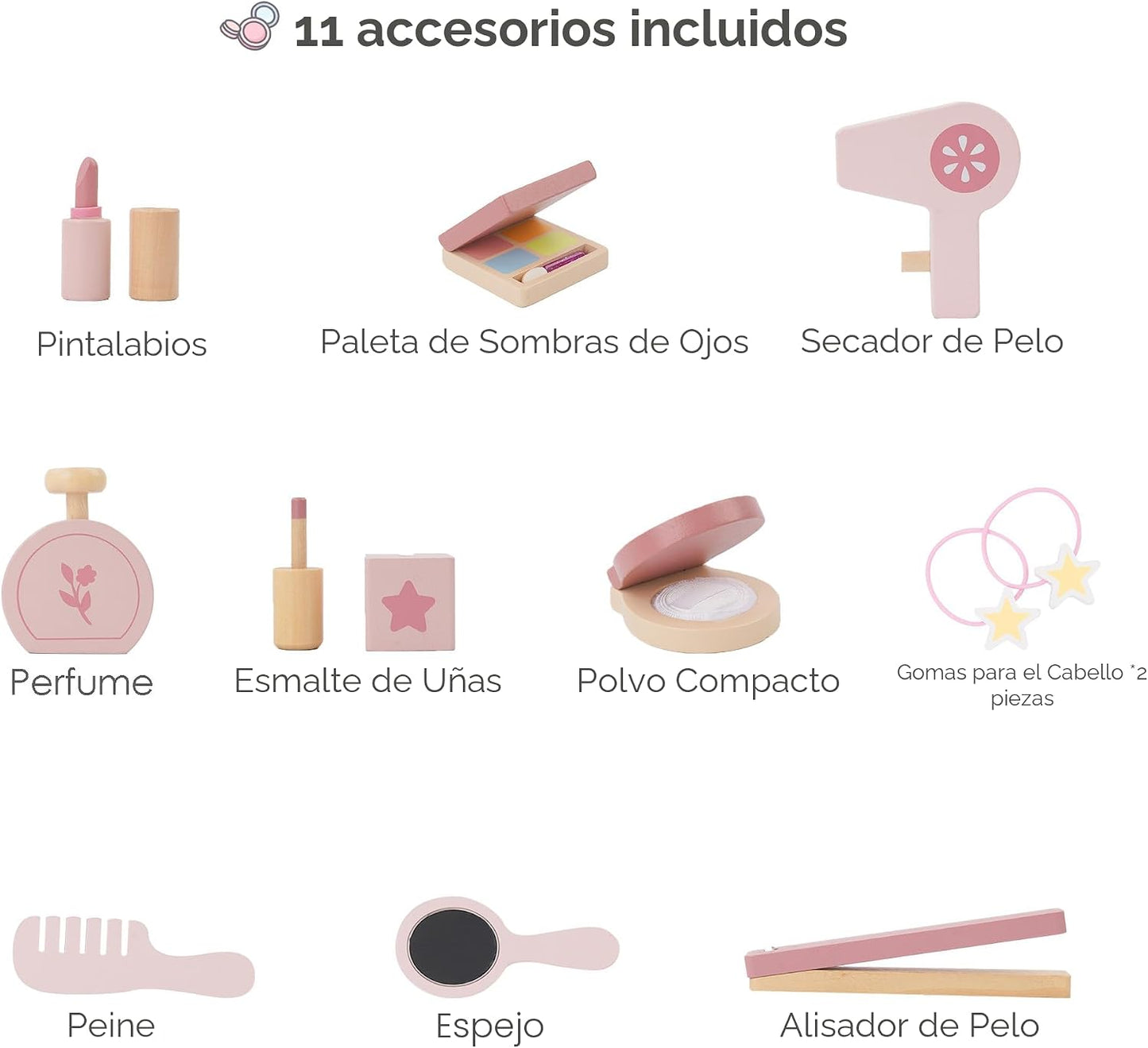 Leeshyah Juego de Tocador para Niñas con Espejo de Luz de 3 Colores...