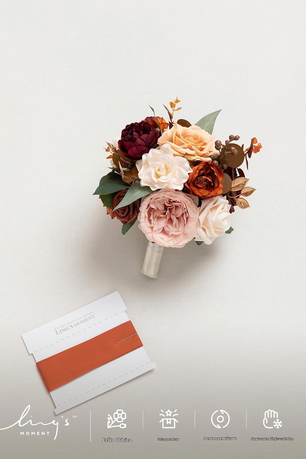 Ling's Moment - Ramo de flores artificiales para novia, ceremon...