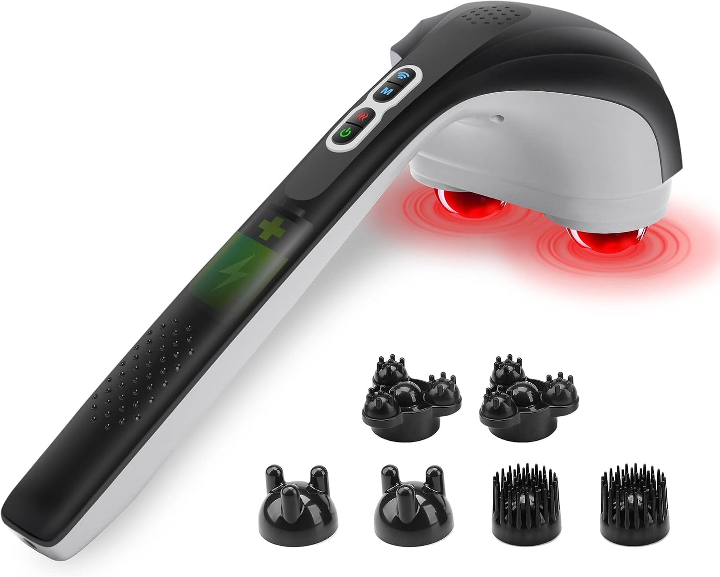 Snailax Masajeador de espalda inalámbrico de mano con calor, masaje...