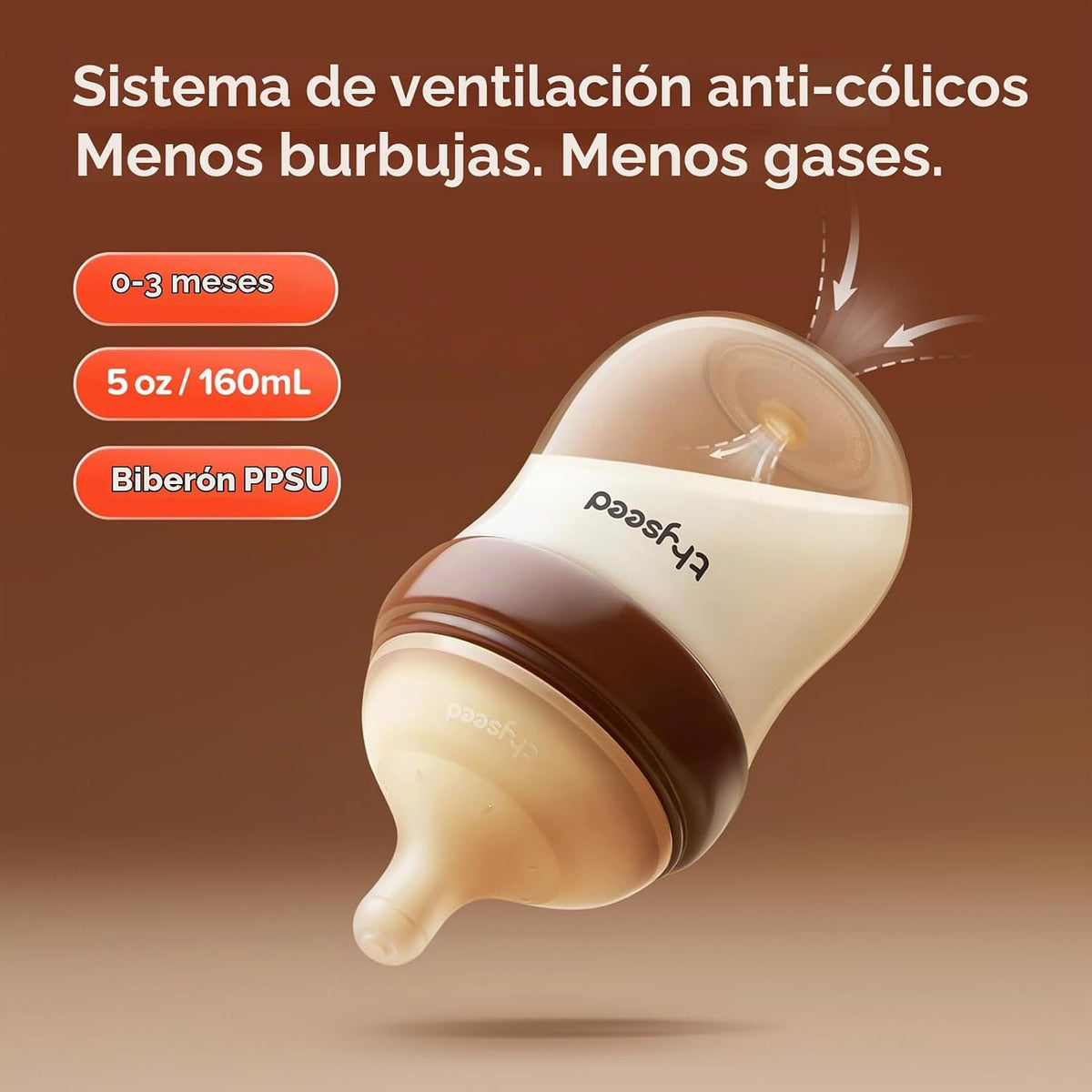 Thyseed Botella Natural Anti-Cólico para Bebés (PPSU, 0+ Meses (5 O...