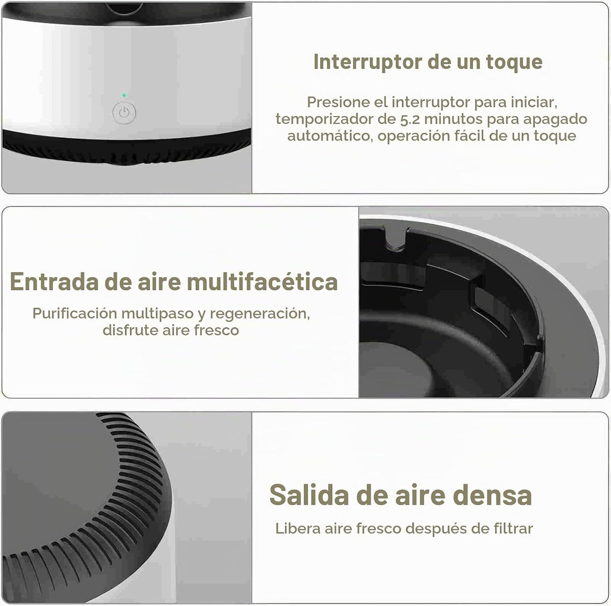 Yinhamnl Cenicero sin humo, purificador de aire 2 en 1, ceniceros m...