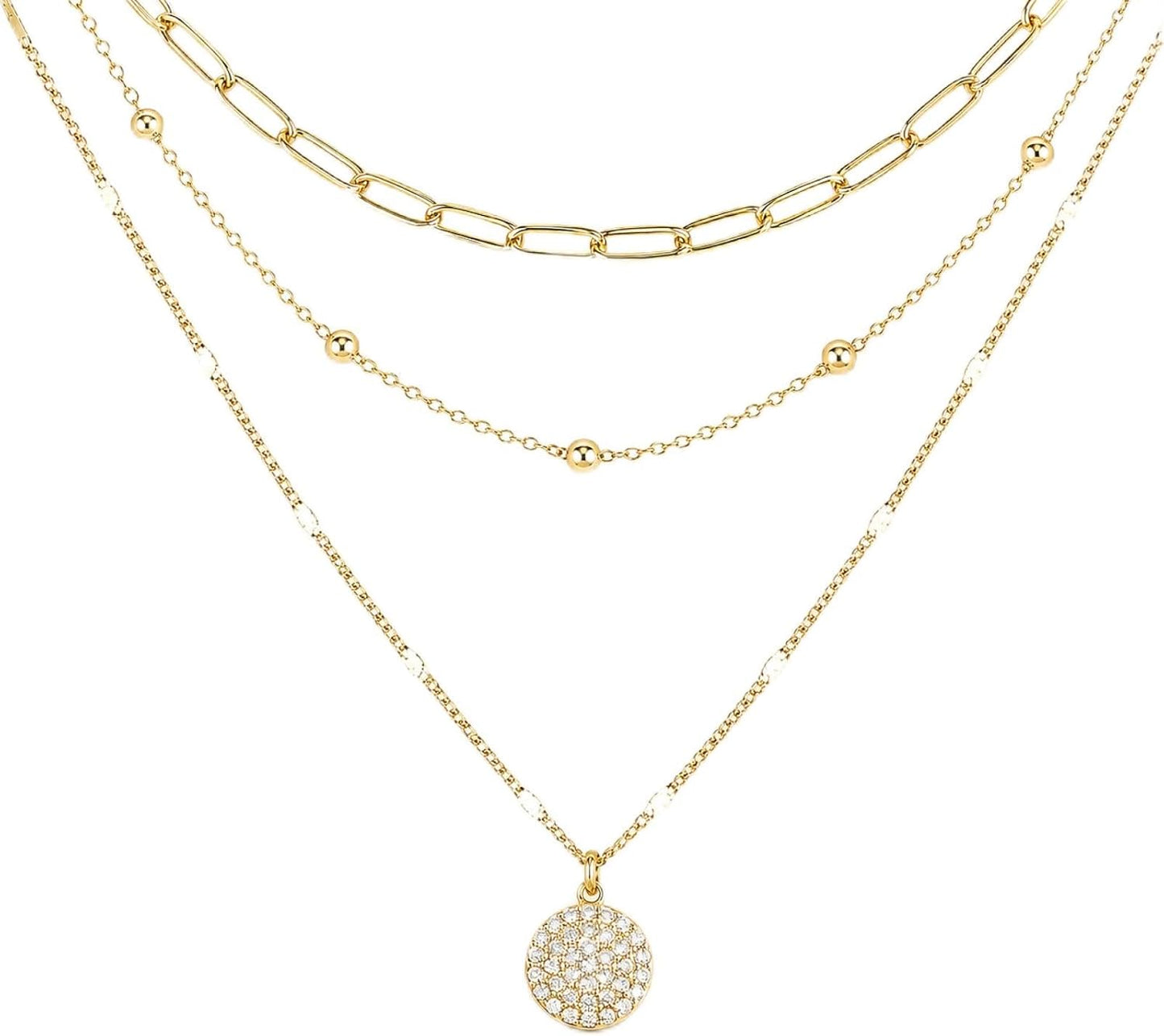 VYTOSA Collares en capas para mujer, juego de collar de oro platead...