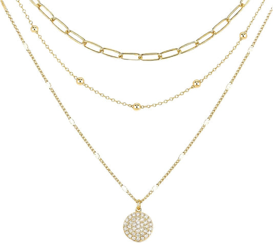 VYTOSA Collares en capas para mujer, juego de collar de oro platead...