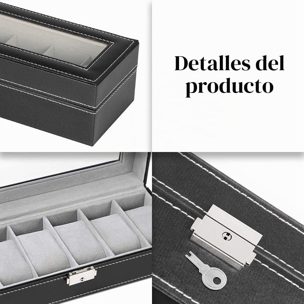 NEX Organizador de Caja de Reloj de 6 Ranuras para Hombres, Soporte...
