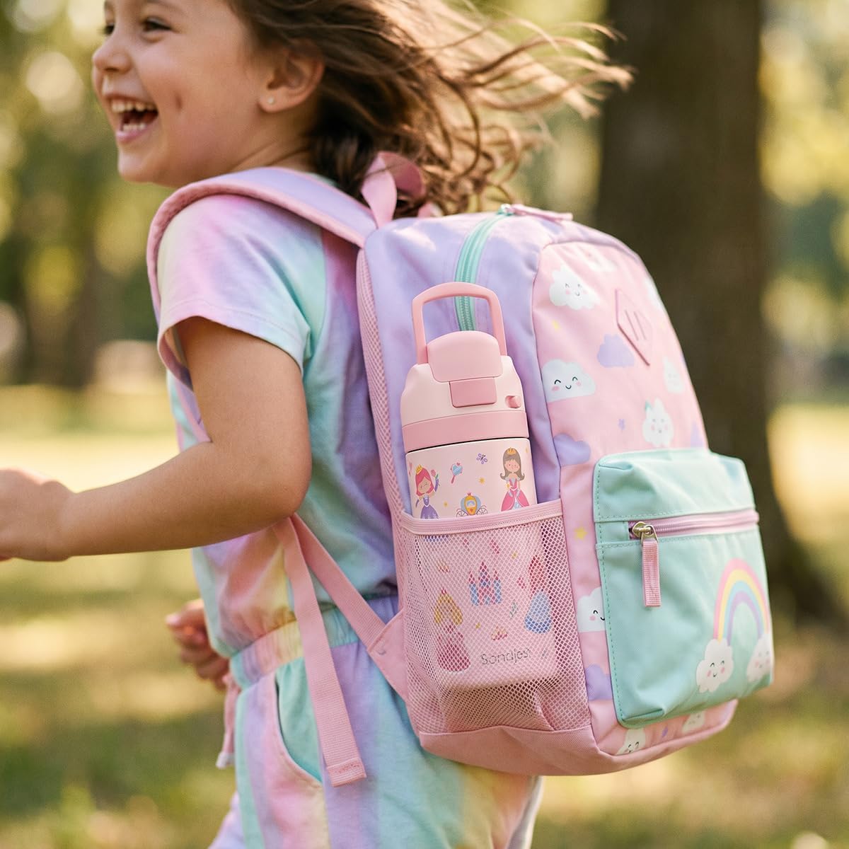 Princess Kids - Botella de agua aislada de acero inoxidable de 16 o...