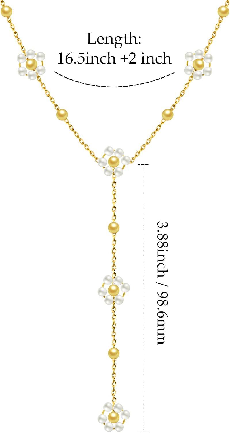SmileBelle Collares de perlas, gargantilla de perlas de margarita p...