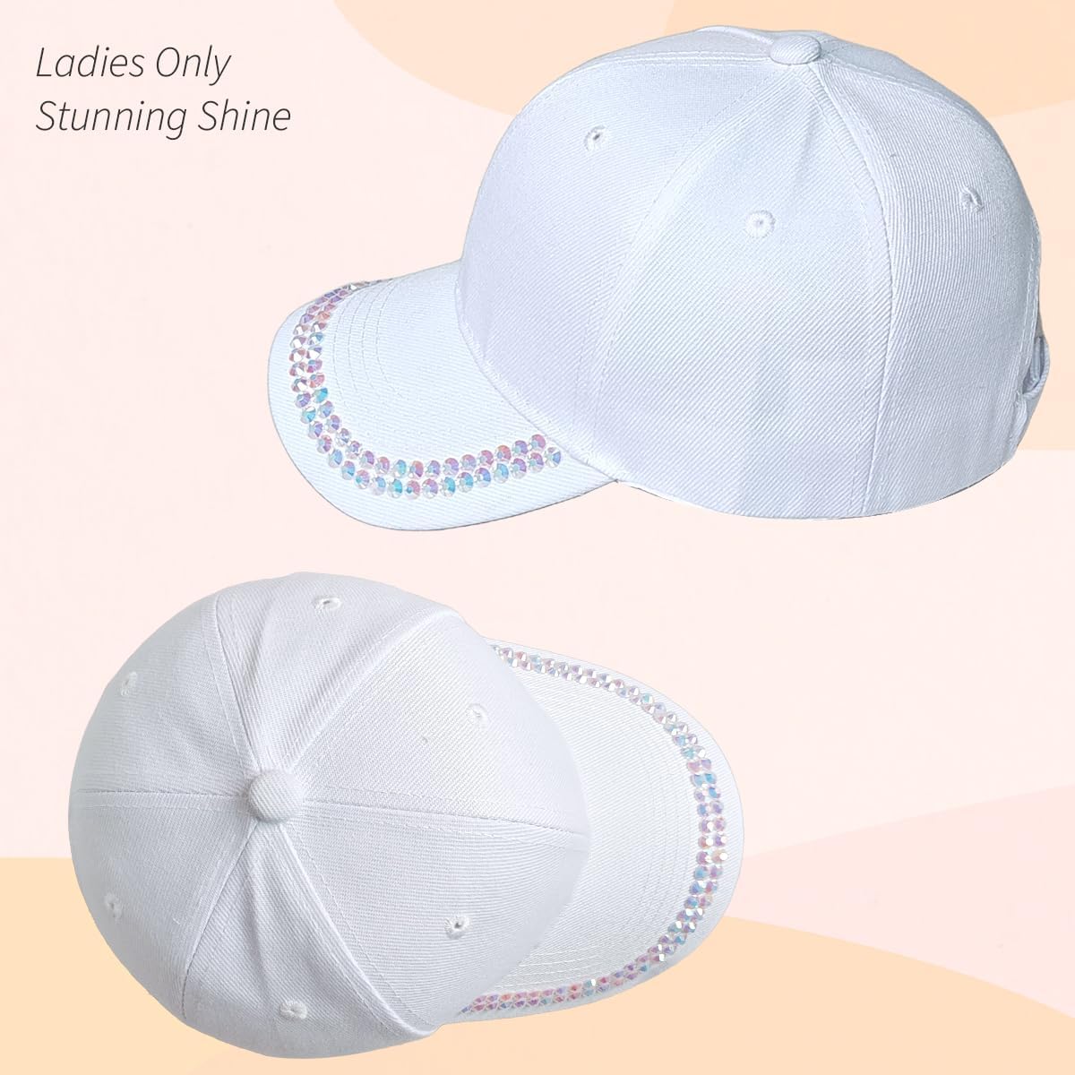 BUDUBIBI Gorra de béisbol con diamantes de imitación para mujer, go...