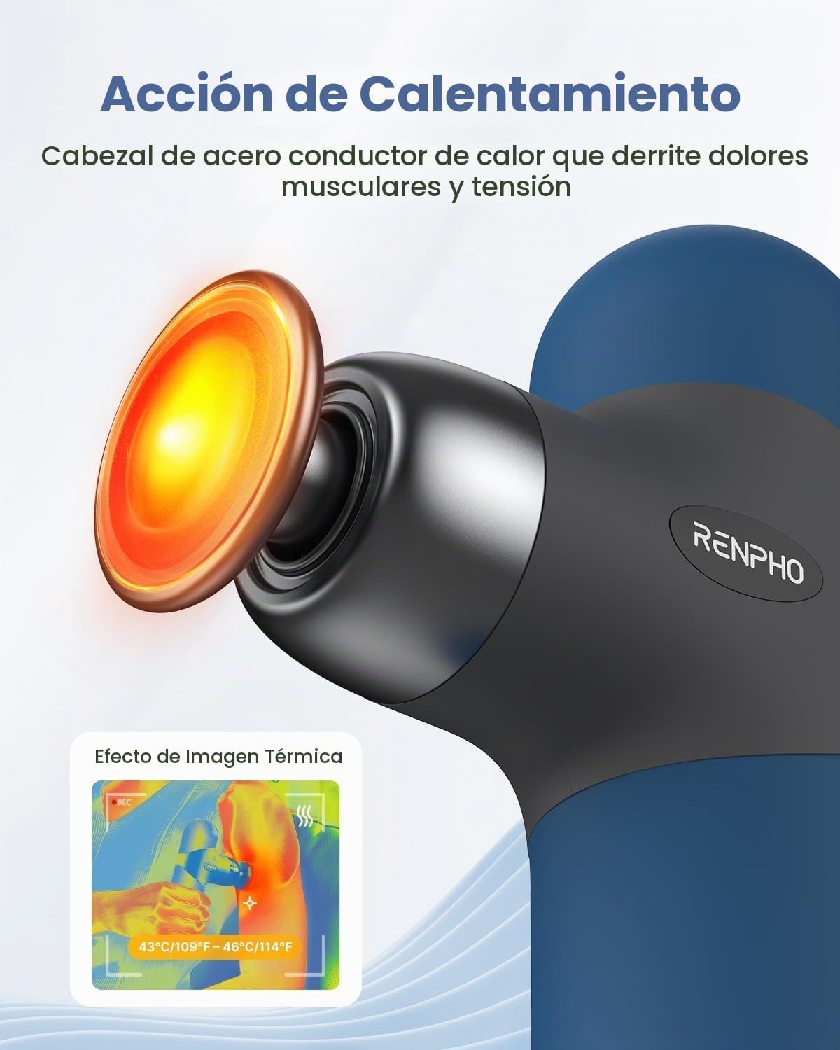 RENPHO Mini pistola de masaje térmico con calor, carcasa de silicon...