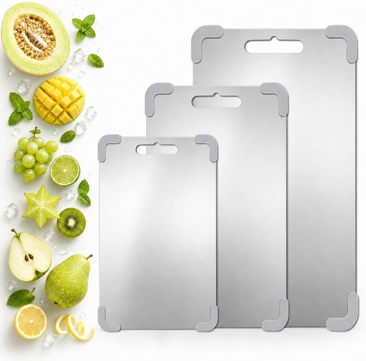 Tablas de cortar de acero inoxidable para cocina, juego de 3 tablas...