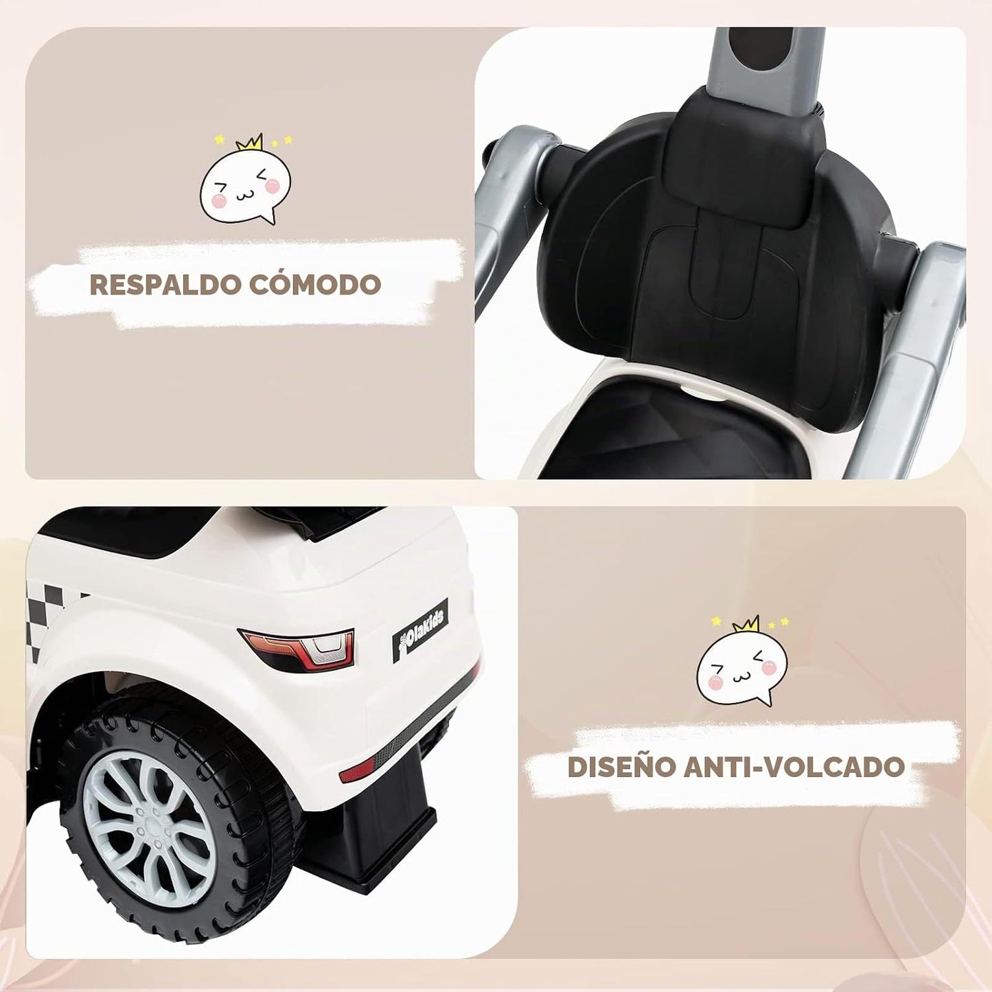 OLAKIDS Coche de empuje 4 en 1, cochecito para niños pequeños, jugu...