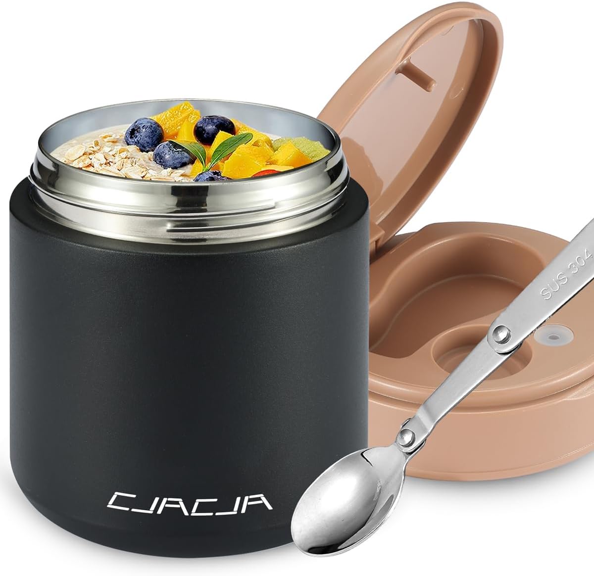 Termo para niños de comida caliente - 15.2oz con cuchara plegable y...