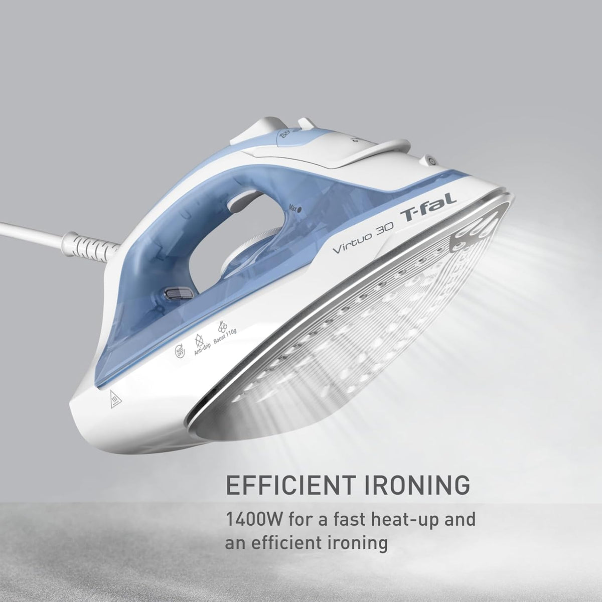 T-Fal Virtuo Plancha de vapor para ropa, vaporizador de ropa, ráfag...
