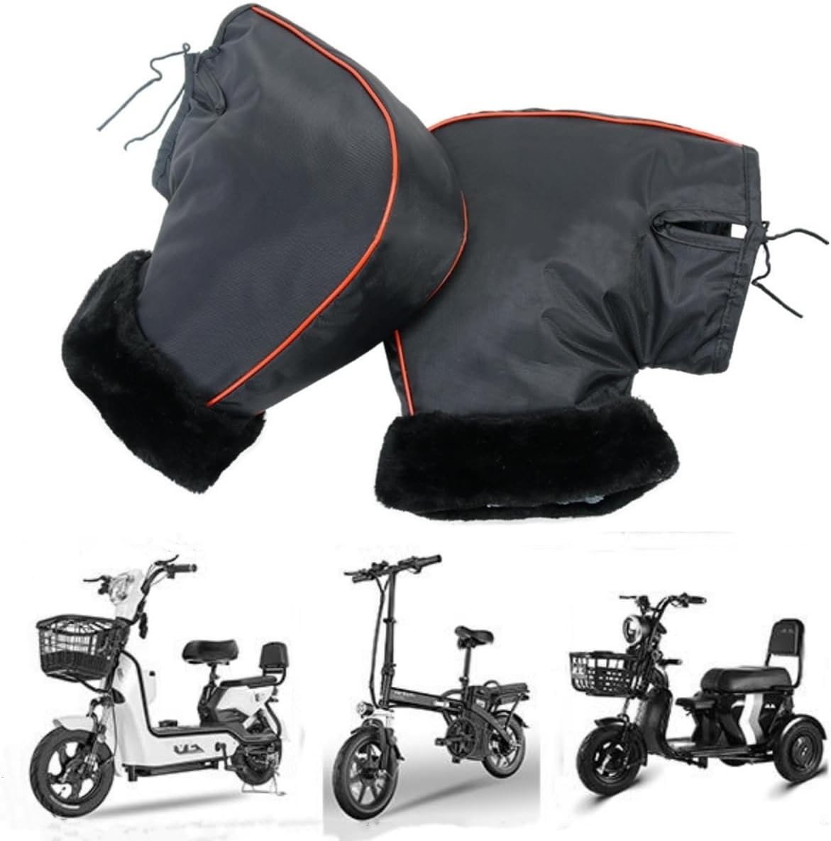 HKSICHENGKEJI Guantes de manillar de felpa para motocicleta, guante...
