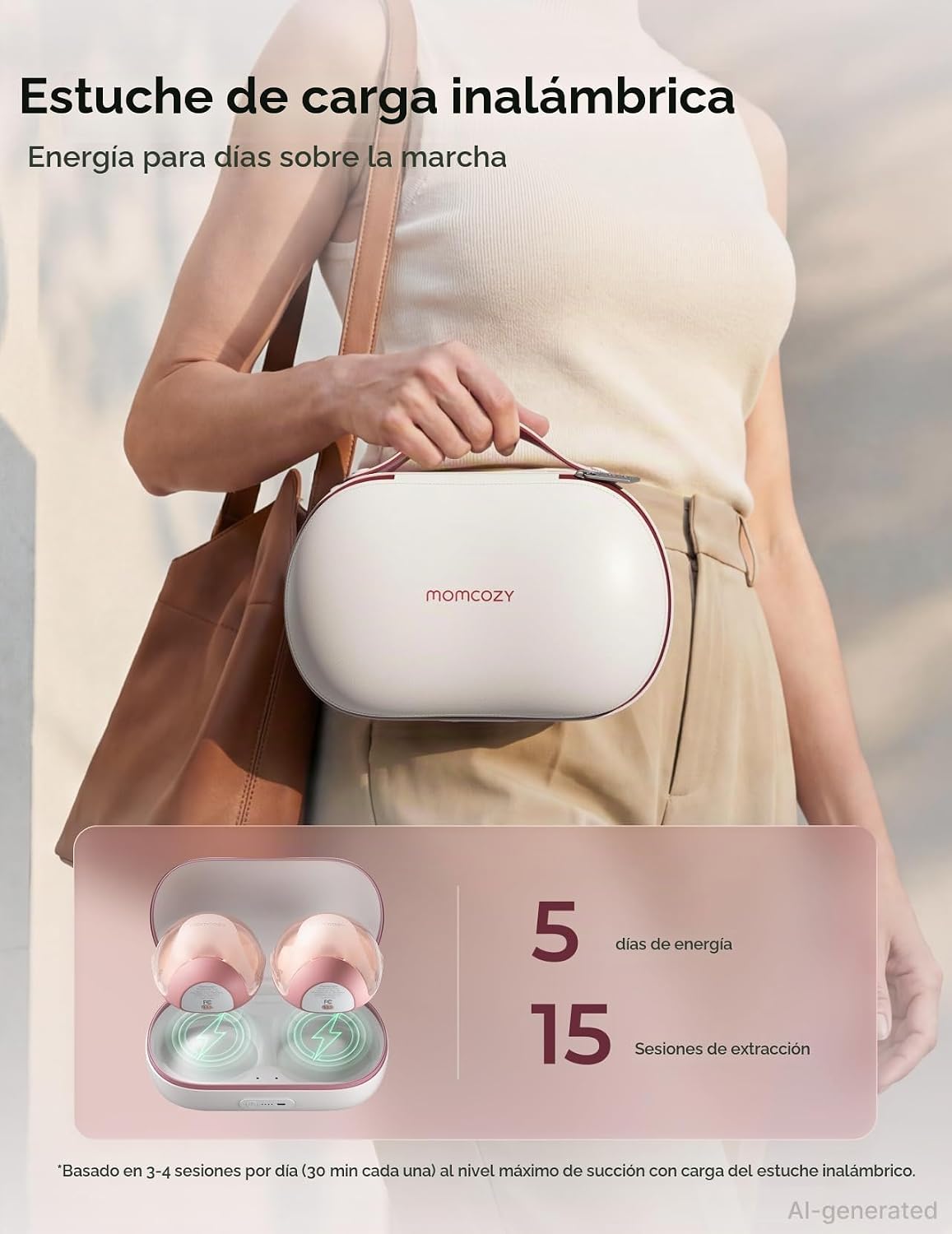 Momcozy Air 1 - Extractor de leche portátil, ultra delgado con estu...