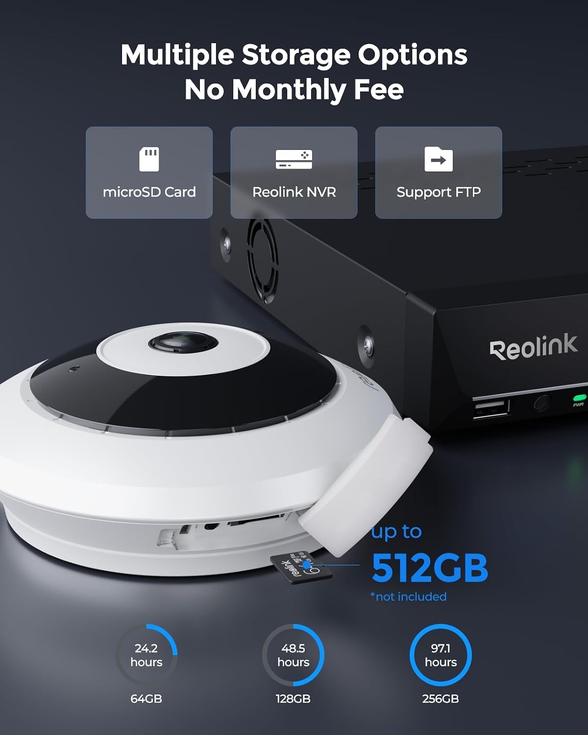 REOLINK Cámara IP PoE de 6MP con vista de ojo de pez de 360°, vigil...